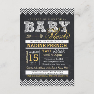 Chalkboard Chevron Baby Shower Invitation, yellow Invitation