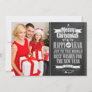 Chalkboard Chrismas New Years   Holiday Photo Card