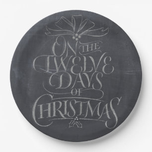 Chalkboard Christmas Calligraphy Lettering Chalk Paper Plate