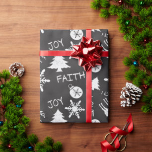 Chalkboard Christmas Fun Pattern Holiday Wrapping Paper