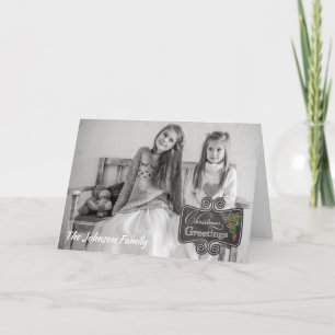 Chalkboard - Christmas Greetings custom photo/name Holiday Card