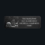 Chalkboard Christmas Houses Personalised Address<br><div class="desc">Chalkboard background with hand drawn chalk houses and snow return address label. Personalise text,  font style,  colour and size.</div>