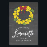 Chalkboard Christmas limoncello wreath, label<br><div class="desc">Chalkboard Limoncello label for a small bottle with a hand drawn lemon wreath.</div>