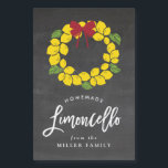 Chalkboard Christmas limoncello wreath, label<br><div class="desc">Chalkboard Limoncello label for a small bottle with a hand drawn lemon wreath.</div>