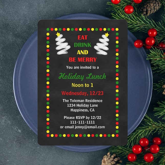 Chalkboard Christmas Lunch or Luncheon Invitation (Creator Uploaded)