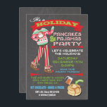 Chalkboard Christmas Pancakes & Pyjamas Party Invitation<br><div class="desc">Chalkboard Christmas Pancakes & Pyjamas Party Invitations Super cute for the Holidays, this Christmas party is for adults or kids that have a pajama theme. Features Santa pj's and reindeer slippers, fun fonts and banners all on a chalkboard background. Great for a brunch, birthday party or even an evening breakfast!...</div>