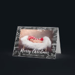Chalkboard Christmas Snowy Branches Photo Holiday Card<br><div class="desc">Chalkboard background with hand drawn chalk winter branches and snow,  "Merry Christmas" script in white,  folded photo greeting card.</div>