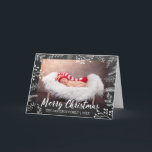 Chalkboard Christmas Snowy Branches Photo Holiday Card<br><div class="desc">Chalkboard background with hand drawn chalk winter branches and snow,  "Merry Christmas" script in white,  folded photo greeting card.</div>