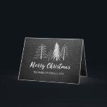 Chalkboard Christmas Snowy Trees Non-Photo Holiday Card<br><div class="desc">Chalkboard background with hand drawn chalk winter trees and snow,  "Merry Christmas" script in white,  folded greeting card.</div>