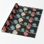 Chalkboard Christmas Stringlights Doodles Wrapping Paper<br><div class="desc">Chalk Like Christmas Themed Pattern on Wrapping Paper</div>
