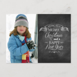 Chalkboard Christmas Wishes Holiday Postcard
