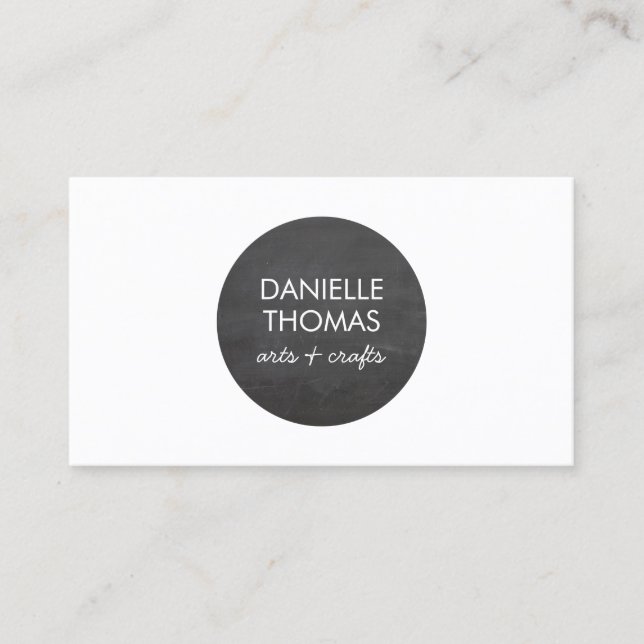 Chalkboard Circle Logo for Artists, Crafters Business Card (Front)