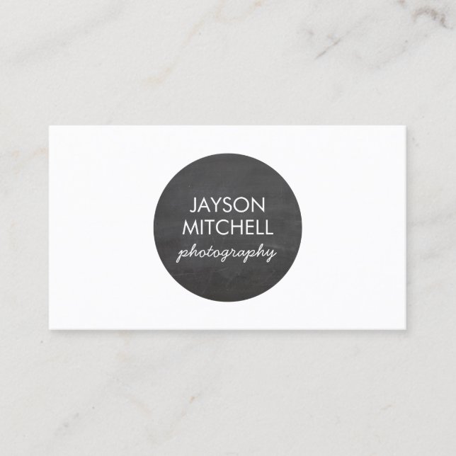 Chalkboard Circle Logo for Photographers, Artisans Business Card (Front)