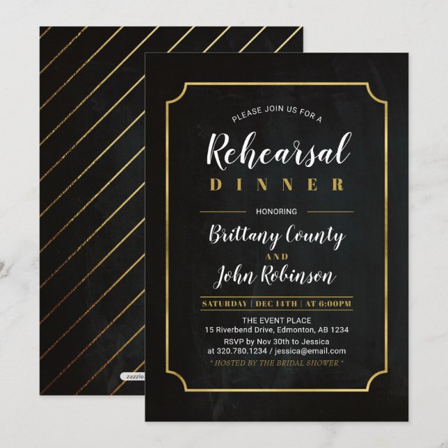 Chalkboard | Classic Wedding Rehearsal Dinner Invitation (Front/Back)