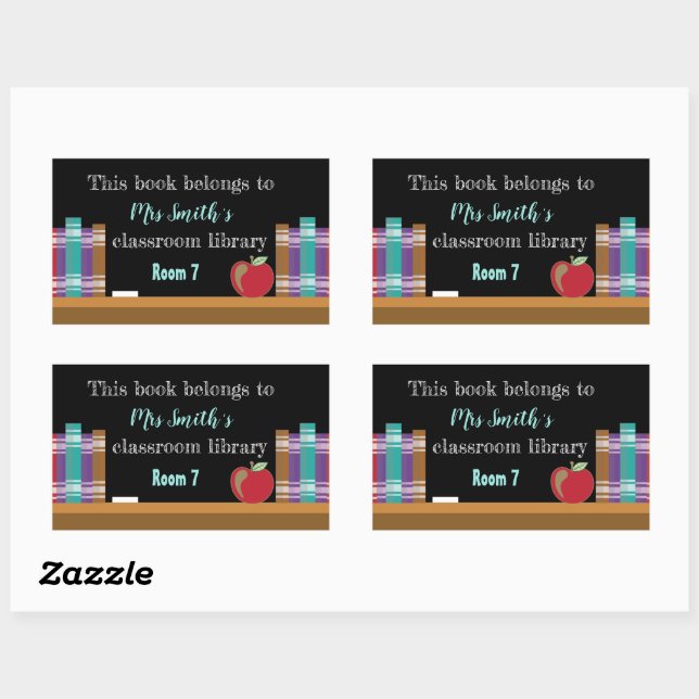 Chalkboard classroom library bookplates rectangular sticker (Sheet)