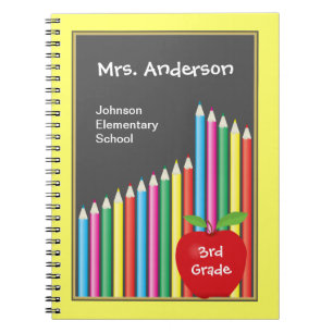 Chalkboard & Coloured Pencils Teacher Spiral Notebook