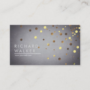 Chalkboard Confetti Gold Dots Professional Elegant Business Card