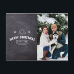 Chalkboard Couple Dog Christmas Holiday Photo Card<br><div class="desc">Chalkboard Couple Dog Christmas Holiday Photo Card Can be fully customised to suit your needs. © Gorjo Designs via Zazzle. // Looking for matching items? Other stationery from the set available in the ‘collections’ section of my store. // Note: photo used is a placeholder image only. You will need to...</div>