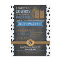 Chalkboard Cowboy Baby Shower Invitation