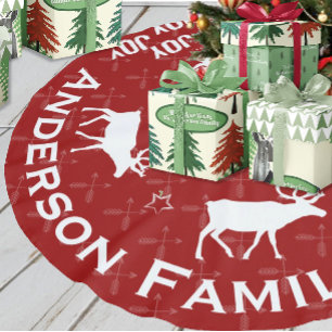 Chalkboard Crossed Arrow Reindeer Christmas Brushed Polyester Tree Skirt
