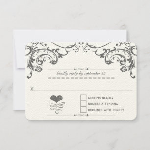 Chalkboard Cute Heart Initials Typography RSVP