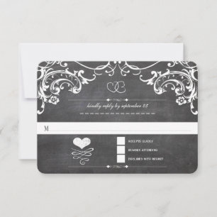 Chalkboard Cute Heart Initials Typography RSVP
