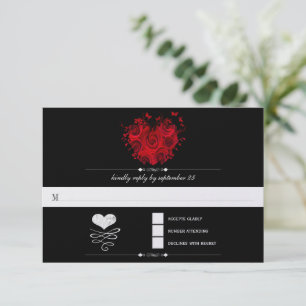 Chalkboard Cute Heart Initials Typography RSVP Card