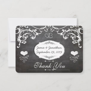 Chalkboard Cute Heart Initials Typography RSVP Card