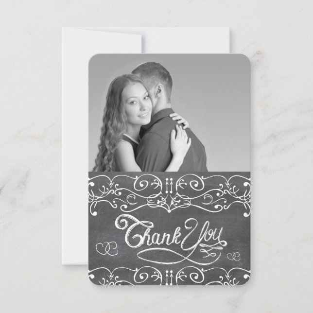 Chalkboard Cute Hearts Typography Thank You (Front)