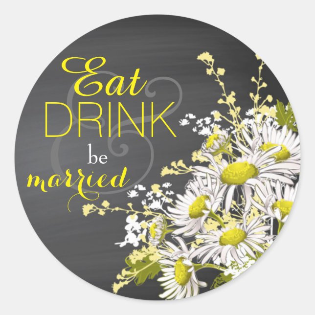 Chalkboard Daisy Rustic Wedding Gift Label (Front)