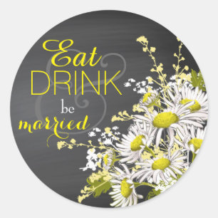 Chalkboard Daisy Rustic Wedding Gift Label