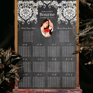 Chalkboard Damask Photo Wedding Seating Chart