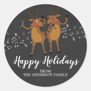 Chalkboard  Dancing Reindeer Christmas Sticker