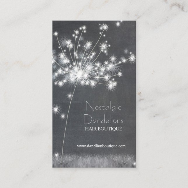 Chalkboard Dandelions Business Appointment Card (Front)