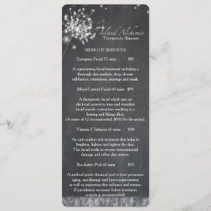 Chalkboard Dandelions Spa Business Menu