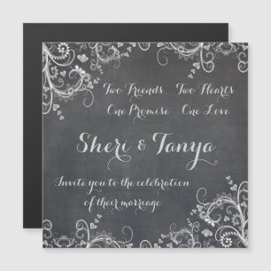 Chalkboard Design Wedding Invitation Magnet
