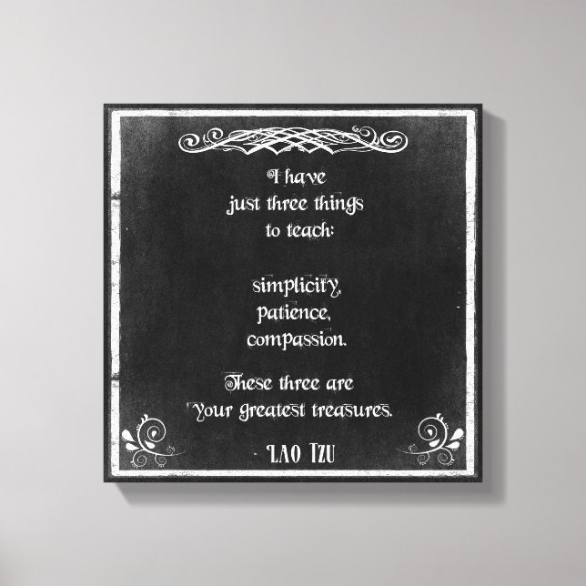 Chalkboard Design with Lao Tzu Inspirational Quote Canvas Print (Front)