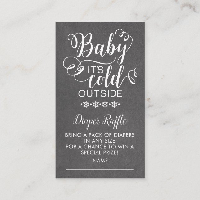Chalkboard  Diaper Raffle Baby It's Cold Outside Enclosure Card (Front)