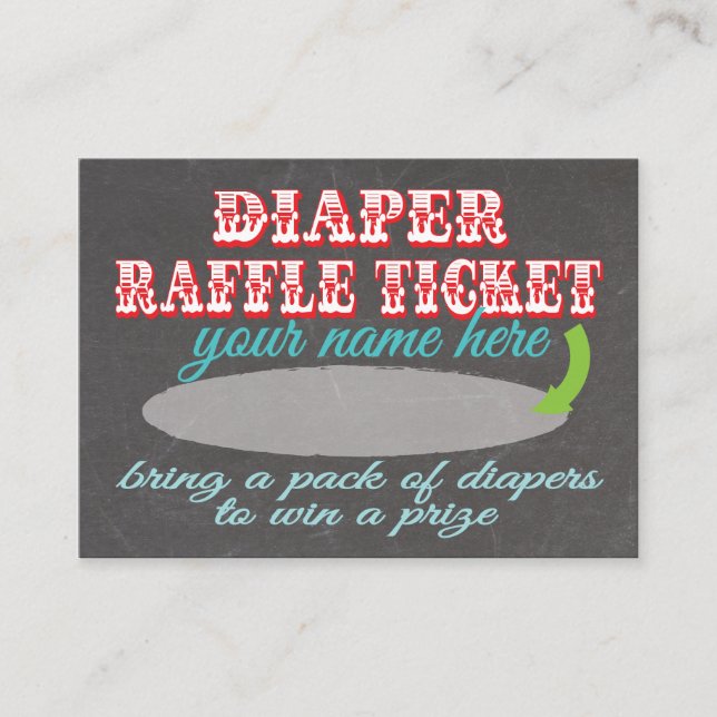 Chalkboard Diaper Raffle Ticket Enclosure Card (Front)