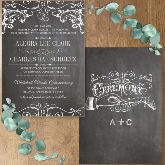 Chalkboard Die Cut Vintage Typography  Invitation (Creator Uploaded)
