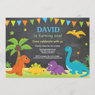 Chalkboard Dinosaur Birthday Invitation Dino Party