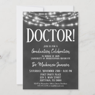 Chalkboard Doctor Graduation Party Invitation