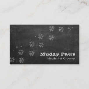 Chalkboard Dog Grooming Services Business Card