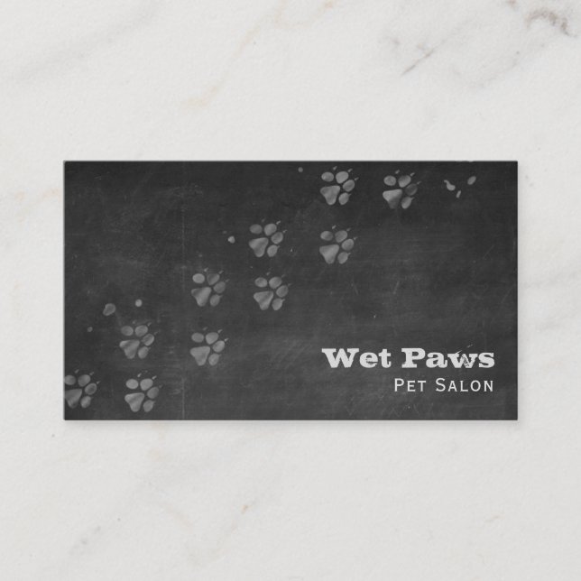 Chalkboard Dog Grooming Services Business Card (Front)