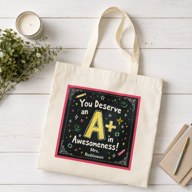 Chalkboard Doodle Tote Bag - A+ in Awesomeness! (Creator Uploaded)