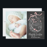 Chalkboard Easter Egg | Happy Easter Photo Card<br><div class="desc">Customisable Easter card featuring fun and whimsical illustration of flowers,  Easter bunnies and flourishes. Other colour and similar items can be found in my store.</div>