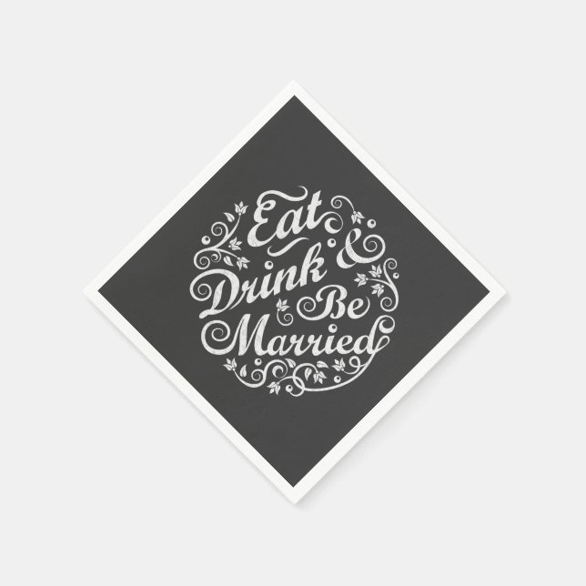 Chalkboard Eat Drink and Be Married Paper Napkin (Corner)