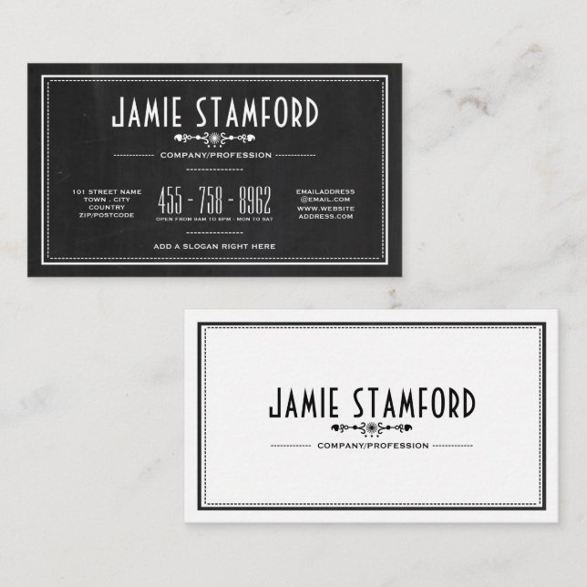 Chalkboard Effect, Vintage Style Business Card (Front/Back)