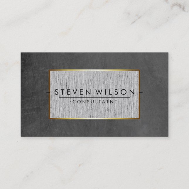 Chalkboard Elegant Professional Modern Linen Gold Business Card (Front)