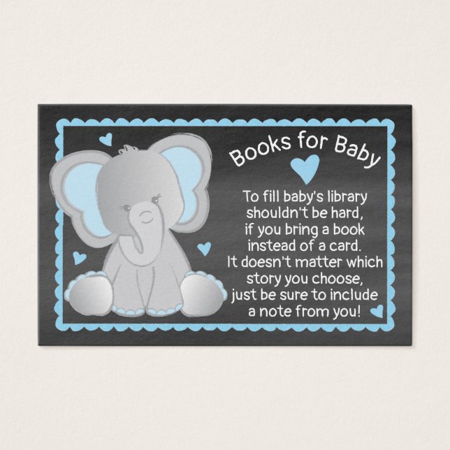 Chalkboard Elephant Baby Boy Shower Bring a Book (Front)